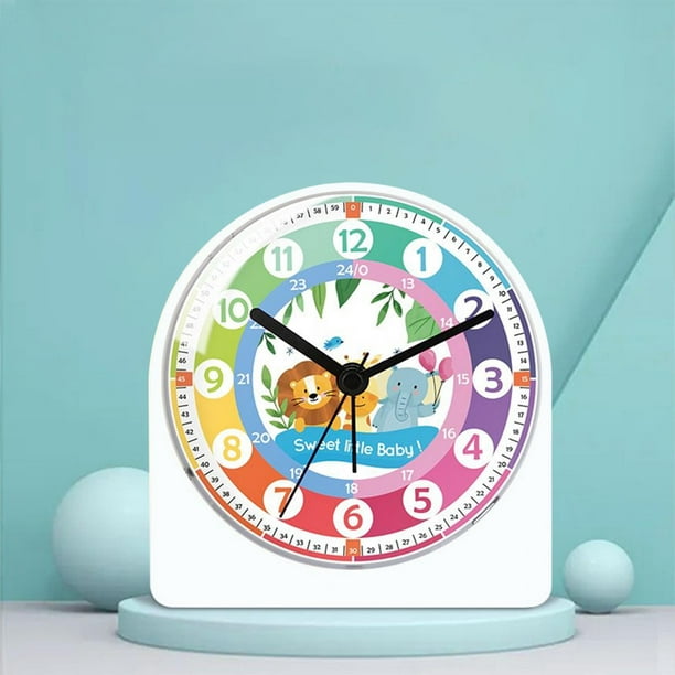 Reloj despertador analógico infantil de plástico, incluye luz y