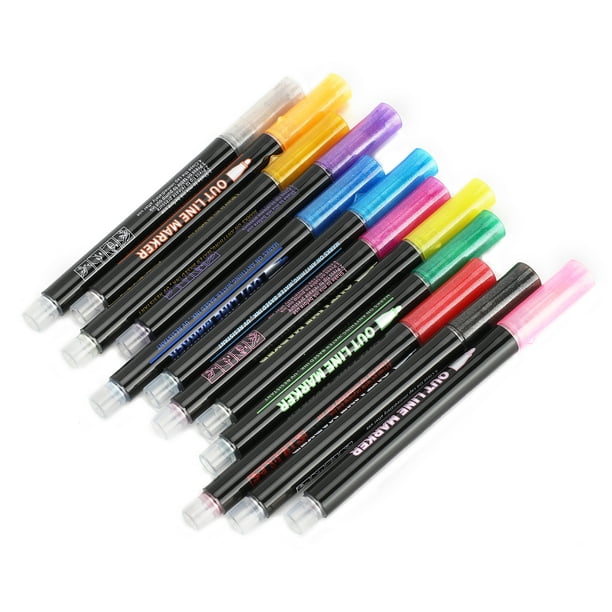 Bolígrafos de Contorno 12 Colores de Doble Línea, Rotuladores