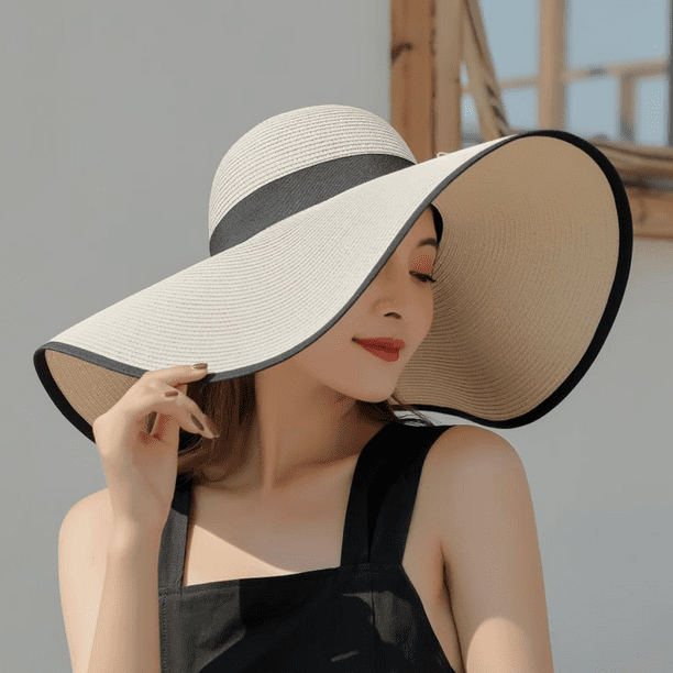 Sombrero de paja con lazo grande para mujer, gorro de playa plegable y  flexible, gorro para el sol, gorro de playa con protección UV para verano  Rojo