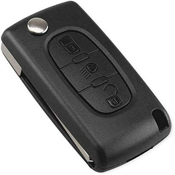 Carcasa de llave con pulsador para mando a distancia Faro Citroen C4  Picasso Con ranura JM