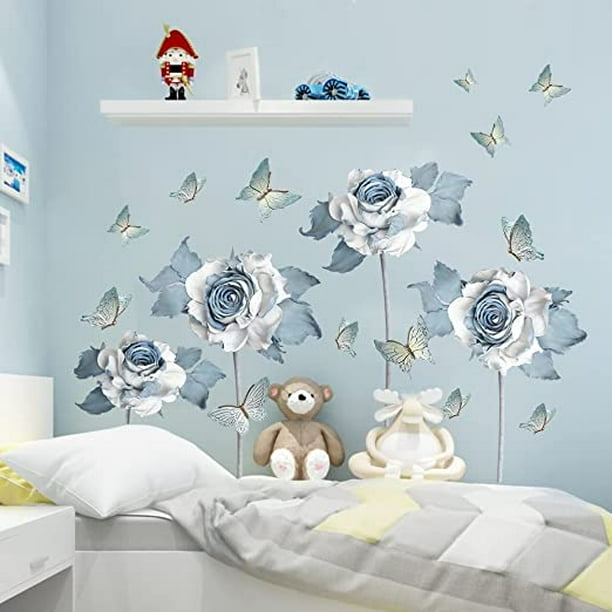 BASHOM BS-109 Rayos X Flores azules Niños Pegatinas de pared para