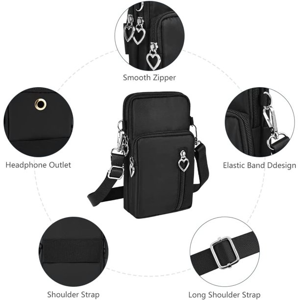  Bolsa cruzada para teléfono celular, bolsa de cintura para  teléfono celular, 6.0 pulgadas para mujer y hombre, funda de mensajero  deportiva de viaje con correa para el hombro, bolsillo con cremallera