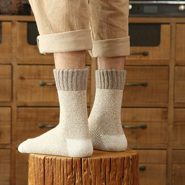 Comprar Calcetines cálidos súper gruesos de lana para hombre y mujer,  medias sólidas de lana merina contra el frío, calcetines de felpa, novedad  de invierno de 2024