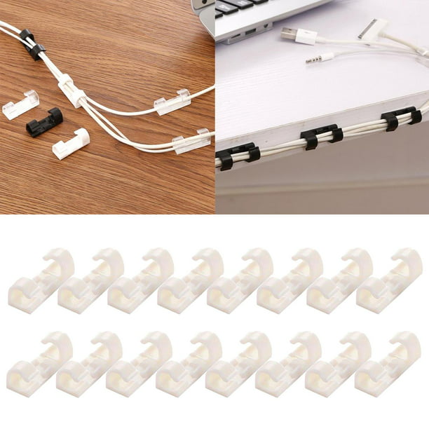 Organizador de clips para cables Gestión Mini soportes para ordenar cables  Ganchos adhesivos Soporte para cables de alambre para oficina en hogar 5  hoyos BLESIY Clips de soporte de cable de escritorio