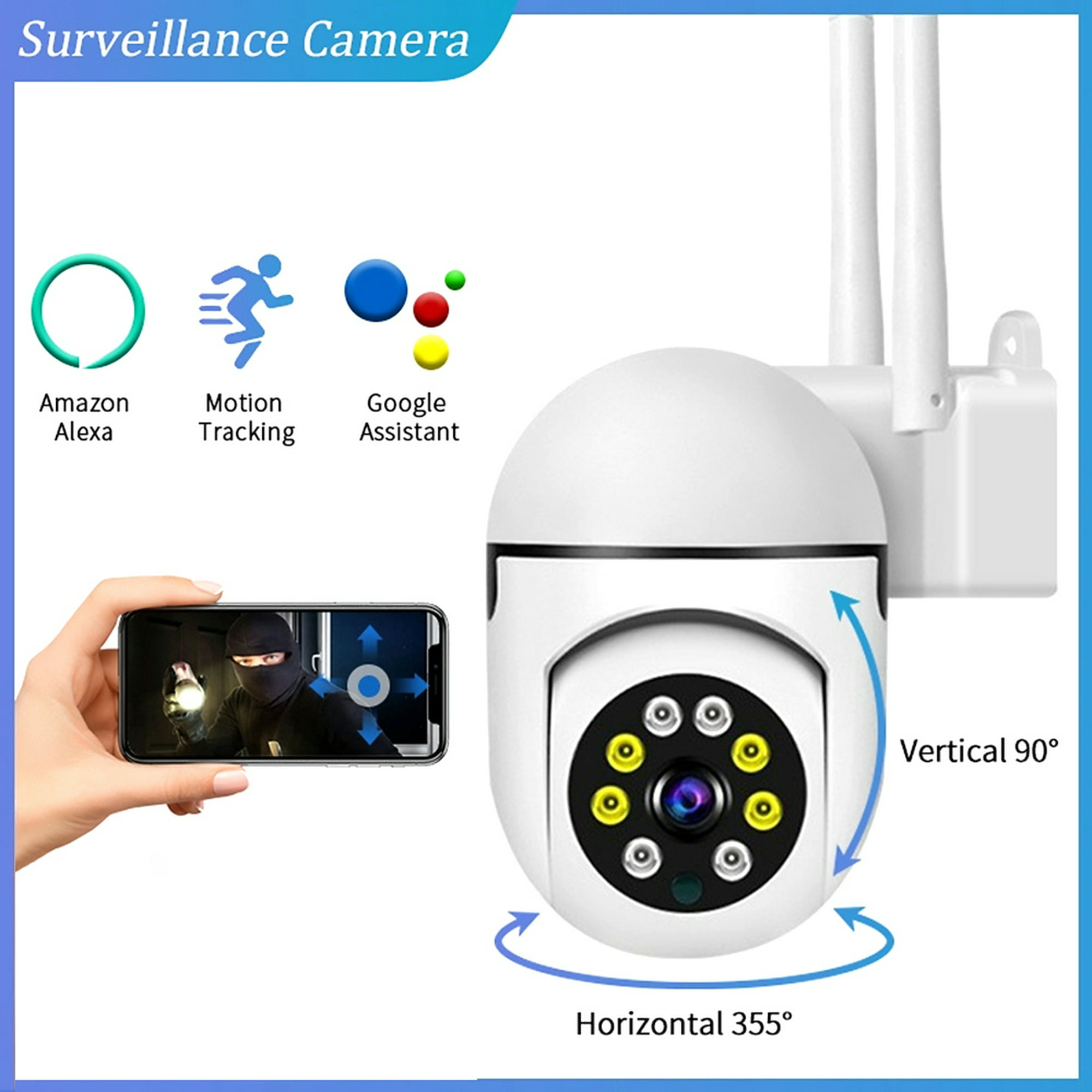  Cámara de seguridad de bombilla inteligente 1080P, cámara  panorámica de 360 grados 2.4G WiFi para interiores y exteriores, cámara IP  de videovigilancia inalámbrica para bebé/mascota con visión nocturna, audio  bidireccional, detección