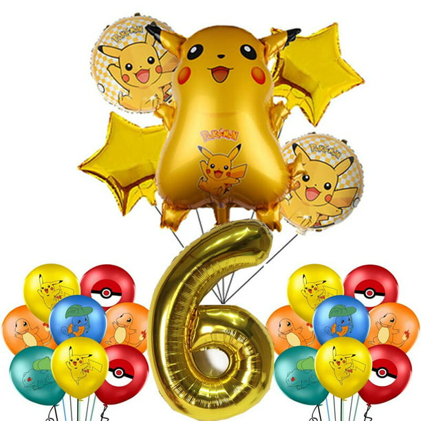 Decoraciones de fiesta de cumpleaños de Pokémon, globos de papel de  aluminio de Pikachu, vajilla des Deng Xun