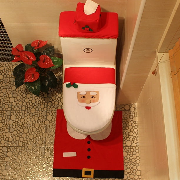 Juego de baño de Papá Noel de tres piezas Juego de baño de Navidad  Decoración de baño de Navidad Suministros de Navidad adornos Sincero  Electrónica