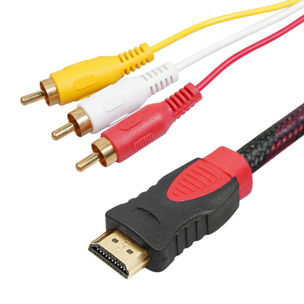 1.5M HDMI macho a 3 RCA Cable Audio Video AV adaptador de extensión Código  para TV HDTV DVD 1080P M/M Conversor Conector chapado en oro