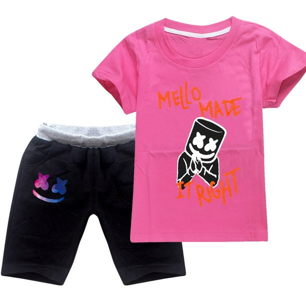 Conjunto de ropa DJ Marshmellow para niños de 2 a 16 años, niñas,  adolescentes, top y pantalones cortos, conjunto deportivo, 2 piezas  zhangmenya LED