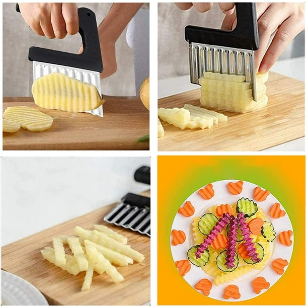 Cuchillo para cortar patatas, cortador de patatas fritas onduladas
