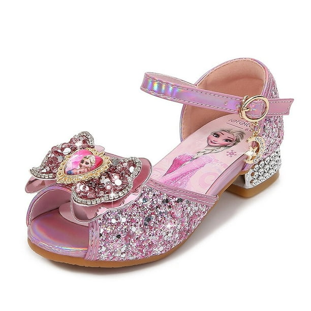 Zapatos de cristal de princesa para niñas, tacones altos de moda