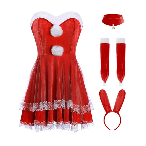 Conjunto de disfraz de para mujer, traje de cosplay para mujer con orejas  de conejo, traje de de una pieza para fiesta, vacaciones, Rojo Macarena  Disfraz de conejita