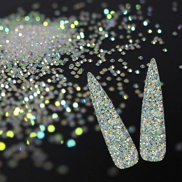 5000 piezas de diamantes ultra pequeños de 2.4 mm, diamantes de imitación  de cristal para manualidades, cristales iridiscentes, brillo AB de larga