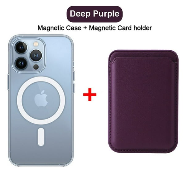 Para iPhone 12 mini Funda de teléfono de cuero Magsafe con carga