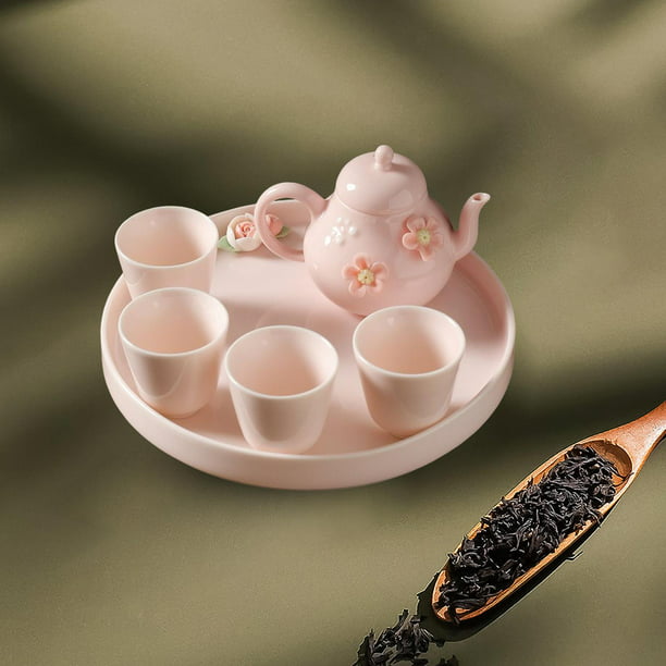 Juego de té rosa para mujer, capacidad de tetera de 150 ml, taza de té  individual de 40 ml, decoraci Soledad Tetera