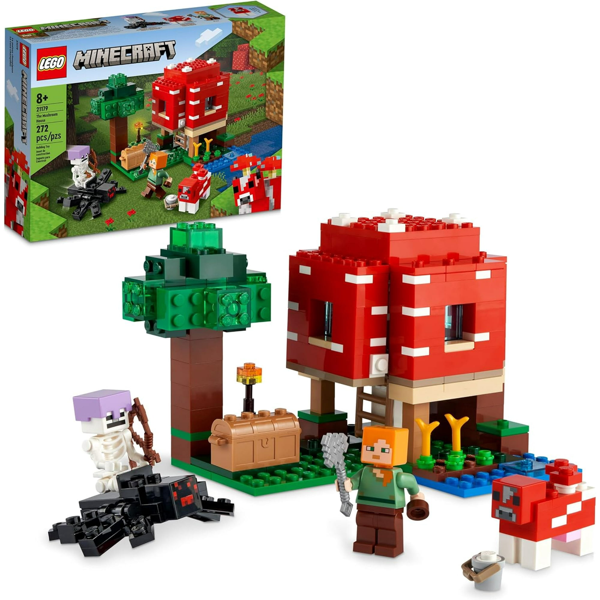 Lego minecraft la casa seta 21179 - ¡construye la casa de la seta con alex, mooshroom y spider jockey en este set de minecraft!