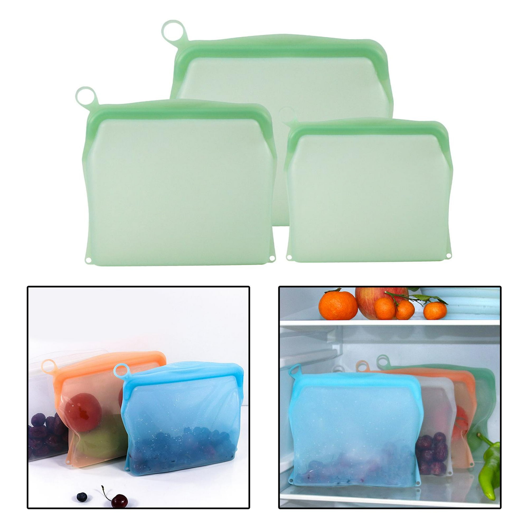 Bolsas reutilizables de silicona para almacenamiento de alimentos, bolsa  reutilizable de silicona para alimentos, paquete de 6 bolsas herméticas  para
