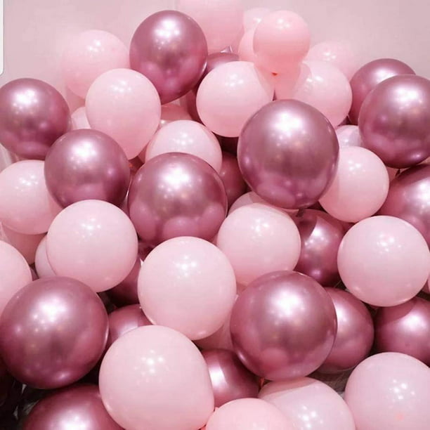 Globos de fiesta 100 uds. de 12 pulgadas, color rosa, metálico, cromo,  helio, brillante, látex, espe Afortunado Sencillez