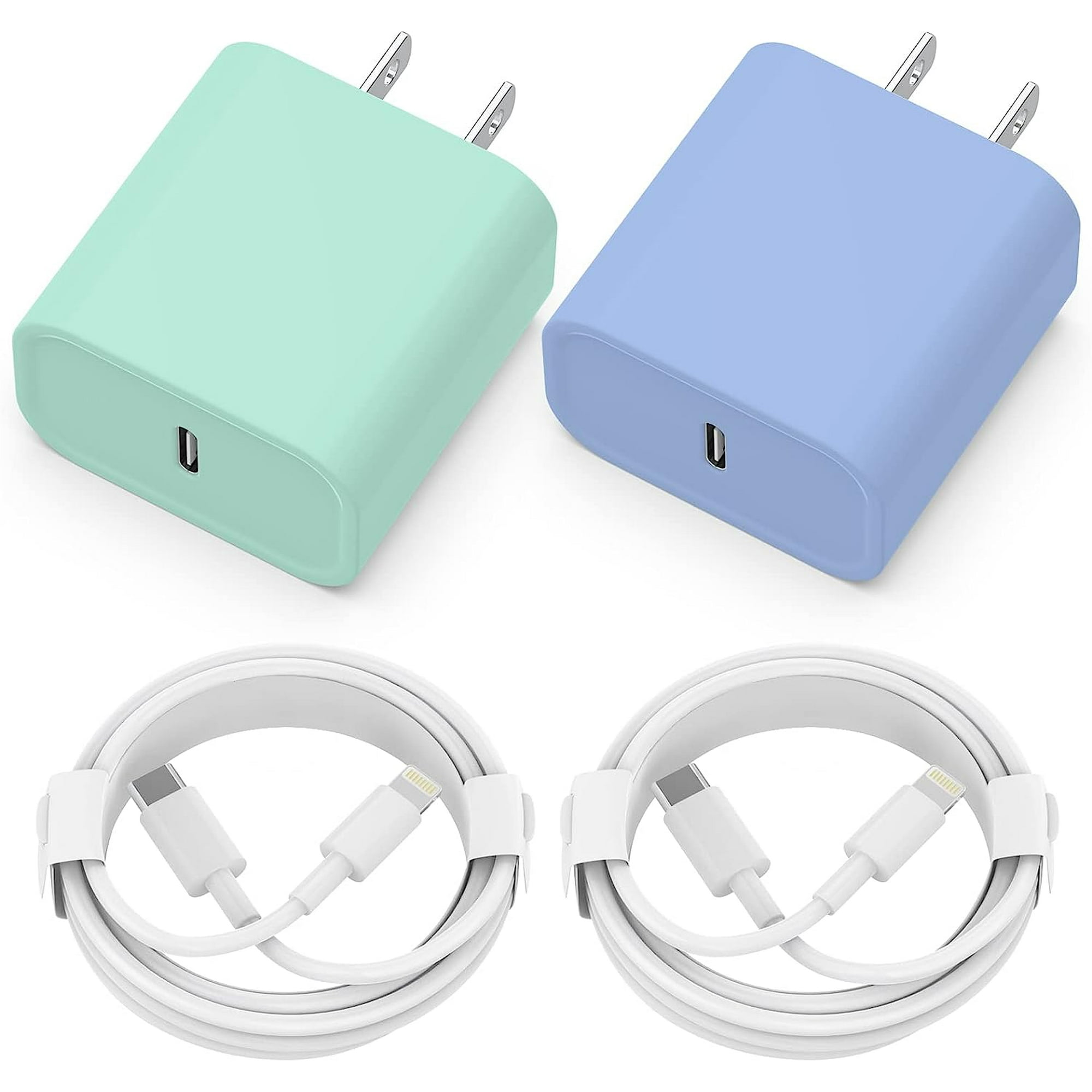 Paquete de 2 cargadores de iPhone de carga rápida [certificado MFi], bloque  de carga rápida PD USB C de pared con cable de carga de 6 pies compatible