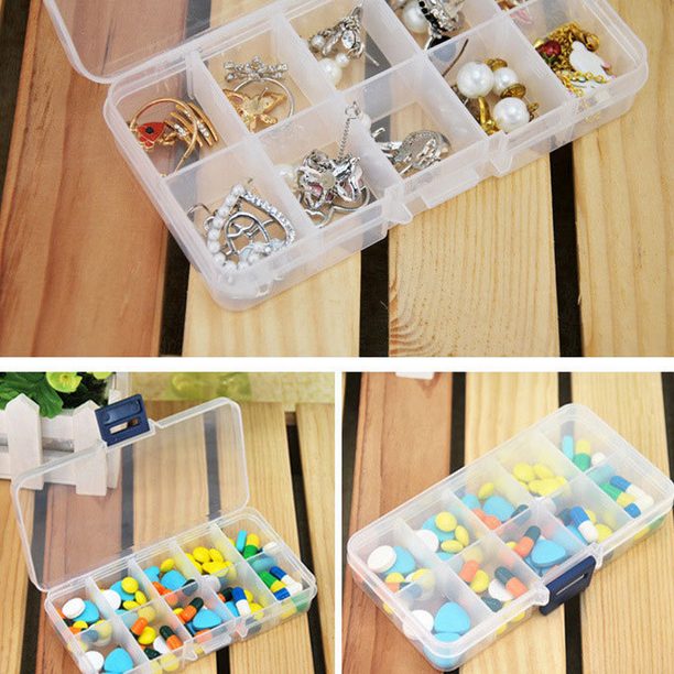 4 cajas organizadoras de plástico blanco transparente con divisores, 24  contenedores de almacenamiento de rejilla, caja de almacenamiento de joyas  con