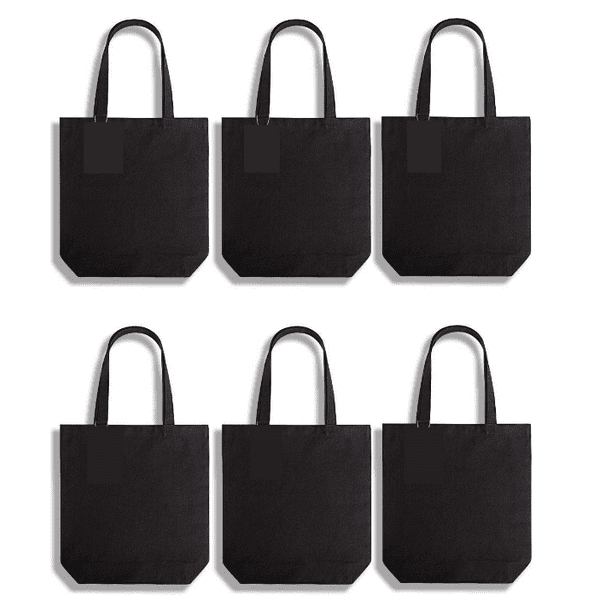 ZENPAC Paquete de 2 bolsas pequeñas de 16 x 16 x 5 pulgadas, reutilizables,  lavables, bolsas de tela con asas, bolsa de tela negra de lona para