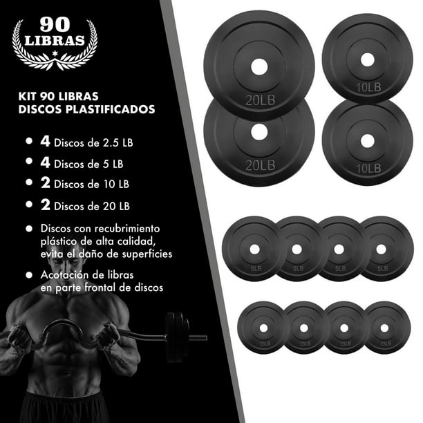 LUXTRI Juego mancuernas negro 9 piezas discos de pesas entrenamiento de  fuerza fitness