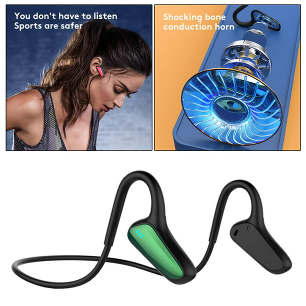 Audífonos inalámbricos de conducción ósea Bluetooth 5.0 para deportes. No  cubren las orejas. Audífonos con micrófono a prueba de sudor, para correr