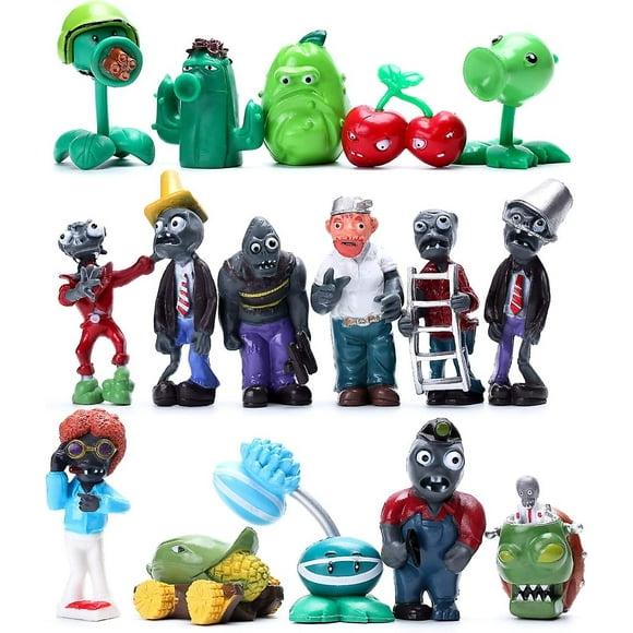 huoguo 16 piezas plantas vs zombies figuras pvz figuras cupcake figuras juguetes decorativos