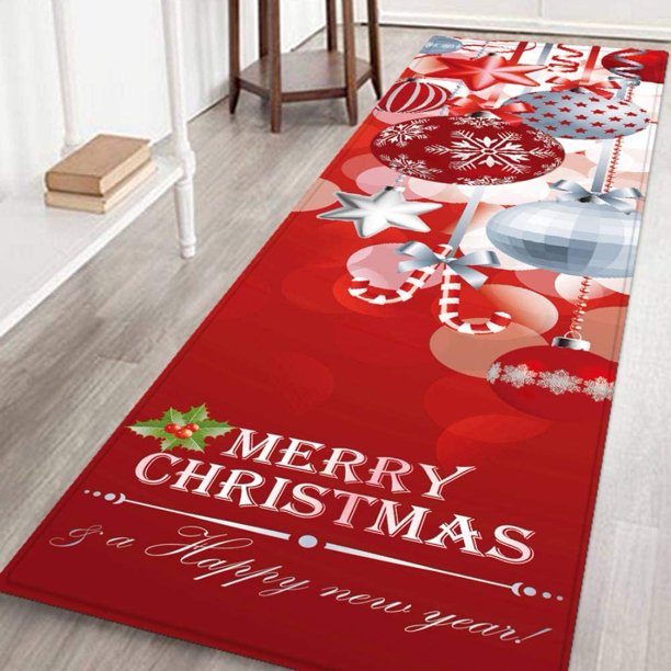 1 Felpudo Con Diseño De Papá Noel Y Bolas De Colores, Alfombra De Baño  Navideña Suave