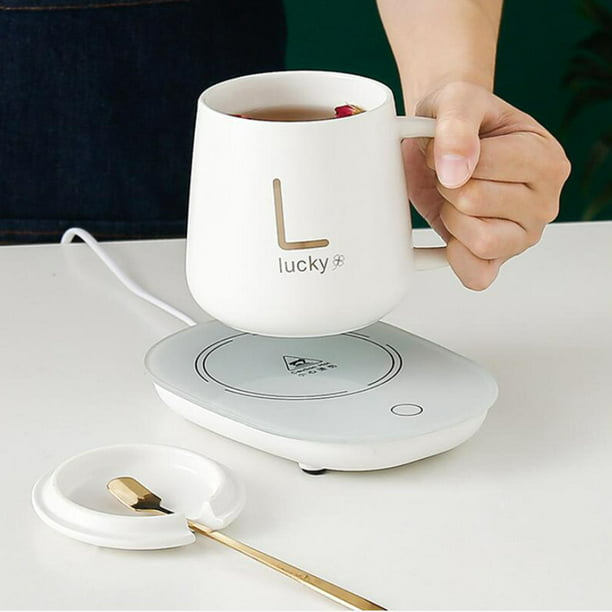 Calentador de café con taza: calentador de café inalámbrico inteligente  para escritorio, calentador de café para taza de café, para escritorio,  plato