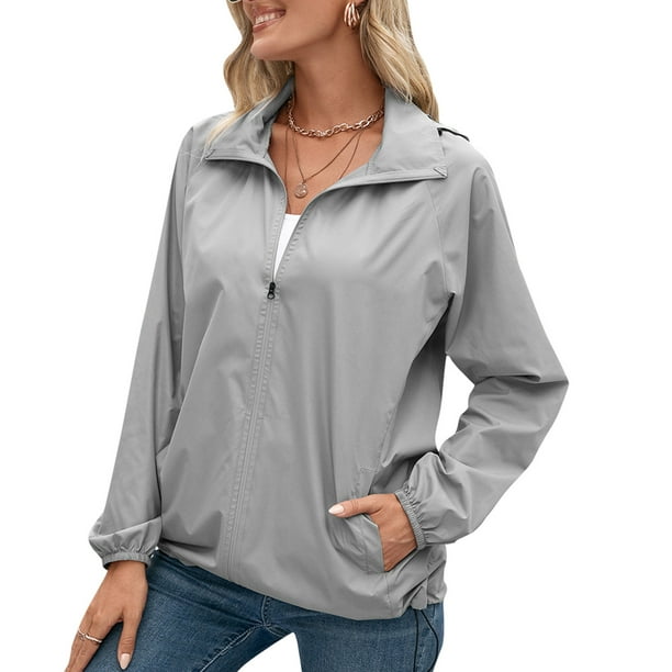 Chaqueta Impermeable Gris Medio - Mujer