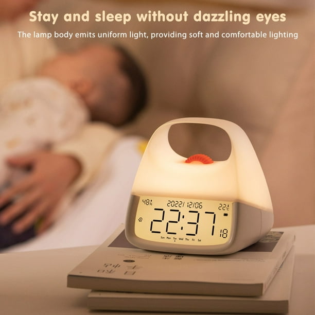 Lámpara de reloj despertador Lámpara de noche encantadora digital Tipo-C  para bebés y niños (A)