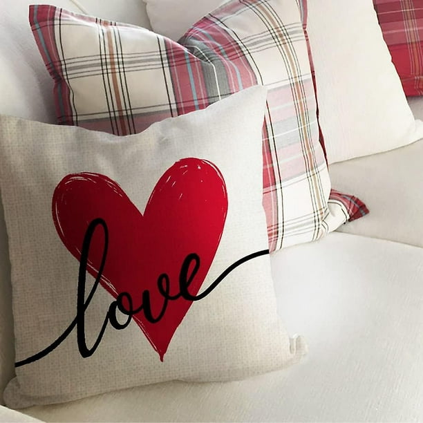 Baicccf Fundas de almohada para el día de San Valentín, 18 x 18, juego de 4  cojines decorativos con forma de corazón de amor, fundas de cojines  decorativas para el día de