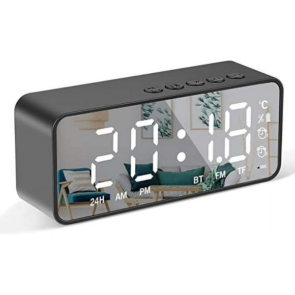 reloj despertador digital con pantalla led espejo 50 bocina bluetooth reloj despertador con doble alarma pantalla de temperatura ambiente