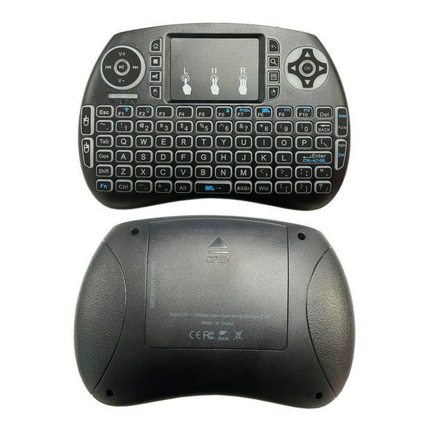 Mini teclado inalámbrico, teclado táctil con teclado multimedia  retroiluminado de 2,4 GHz USB recargable de mano teclado de control remoto  para Smart