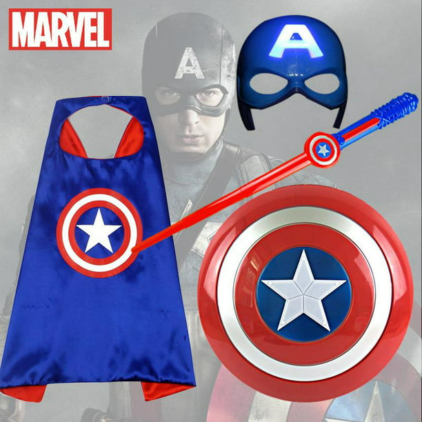 Disfraz de superhéroes de Capitán América para niños, figura de Marvel,  juguete con escudo de sonido ligero, lanzador de espada, disfraz de fiesta,  regalo de Navidad Gong Bohan LED