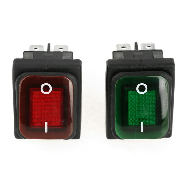  Interruptor basculante de 0.748 x 0.512 in 6 A 250 V~ 3 Pin Interruptor  basculante rojo verde amarillo azul iluminado negro : Herramientas y  Mejoras del Hogar