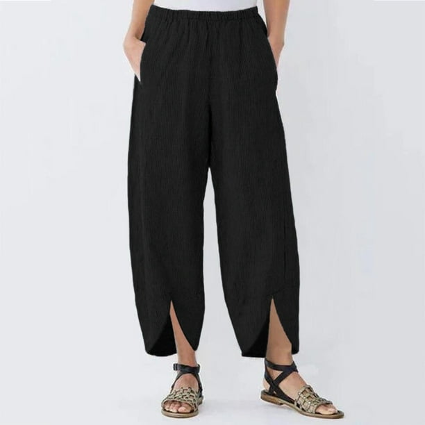 Pantalones de pana para mujer, cintura media, rectos, casuales, holgados,  de pierna ancha