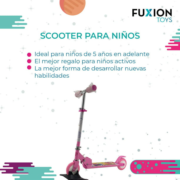 Scooter monopatín plegable para niños y niñas con diseño divertido rosa  Unitalla Fuxion Toys Scooter Plegable