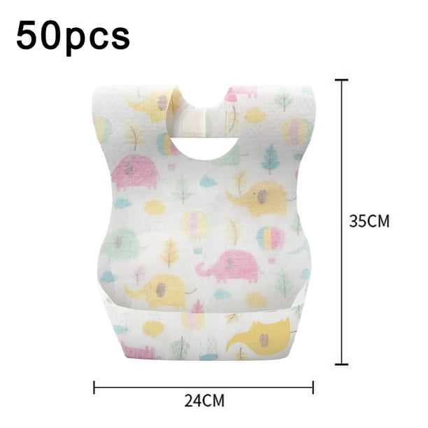 Baberos para bebés - Paquete de 50 baberos desechables para niños de 6  meses en adelante - Baberos de protección de 3 capas para niños y niñas  Zhivalor CPB-DE-LYY2322-1