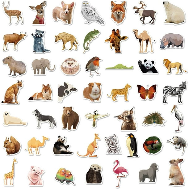 Conjunto de diferentes pegatinas de animales.