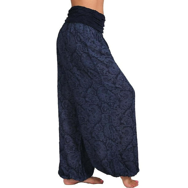 Pantalones de harén de pierna ancha para mujer Aladdin Boho Hippy