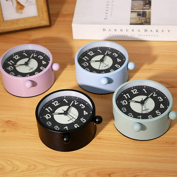 Mini reloj despertador de metal pequeño para niños, reloj despertador  digital de aprendizaje retro, portátil, lindo número redondo, doble  campana