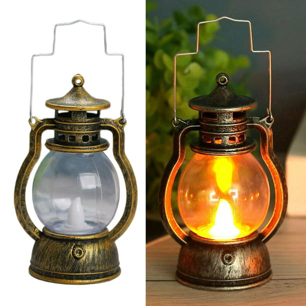 Lámpara de aceite de farol colgante antiguo rústico vintage Bombilla LED de  noche Bronce Dorado Cola Linterna de lámpara de aceite