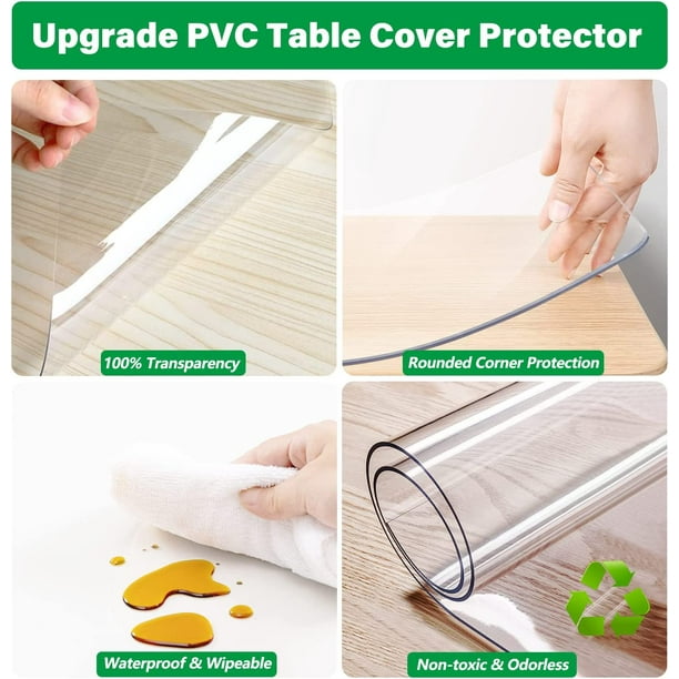 Protector de madera para muebles de mesa, plástico transparente, lavable,  cubierta protectora de escritorio, vinilo transparente, mesa de comedor