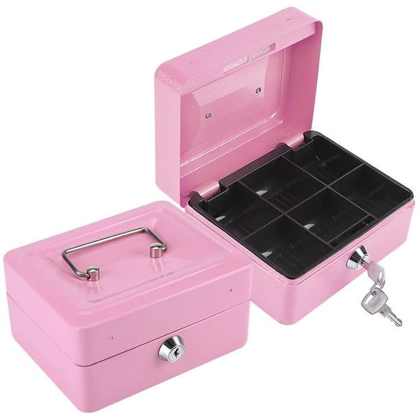 Caja de almacenamiento segura de calidad superior para caja de medicamentos,  clip para dinero, acero inoxidable, acero inoxidable con llave rosa  Ofspeizc LKX-0490