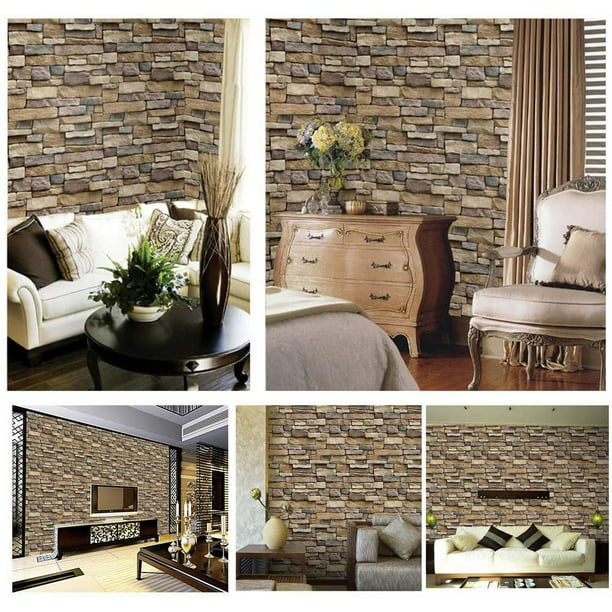  LXBAMKEA Adhesivo autoadhesivo de pared 3D, paneles de pared  3D, fondo interior para decoración de pared, dormitorio, oficina, cocina,  revestimiento de pared de PVC, impermeable, calcomanías de azulejos (color:  C, tamaño