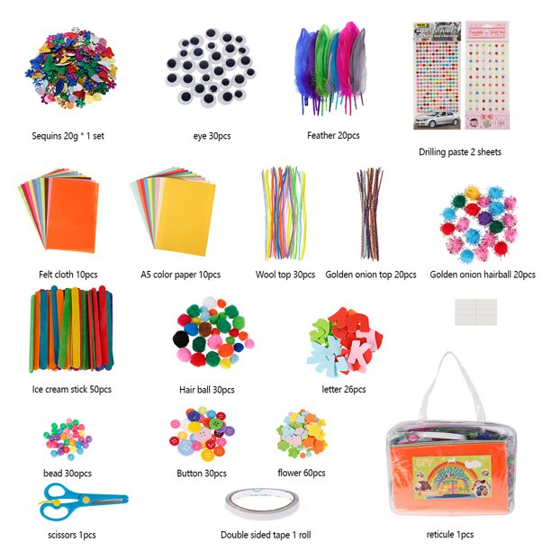 1000 Piezas Kit Manualidades Niños Pack Maletin Manualidades Caja  Manualidades Set para Manualidades, Scrapbooking, Limpiador de Pipa,  Pompones, Plumas, Perlas, Ojos Tambaleantes, Lentejuelas : :  Juguetes y juegos