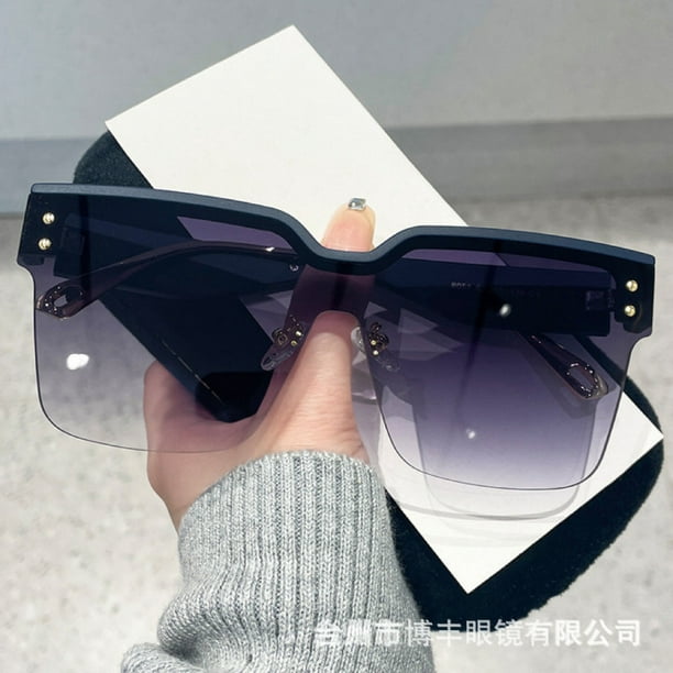 Gafas de sol de una pieza con media montura de moda, gafas de sol lisas personalidad para mujer XianweiShao 9024715090669 Walmart en línea