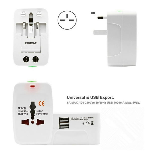 Adaptador universal Cargador de corriente USB dual Convertidor Enchufe  eléctrico de viaje internacional Enchufe de conversión portátil todo en uno  Scienceny DZ4388-00